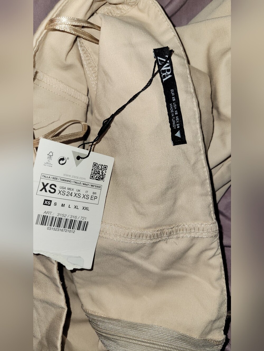 Zara Woman Beige Sleeveless Dress Trench Straight Neck Size XS - Picture 7 of 8
